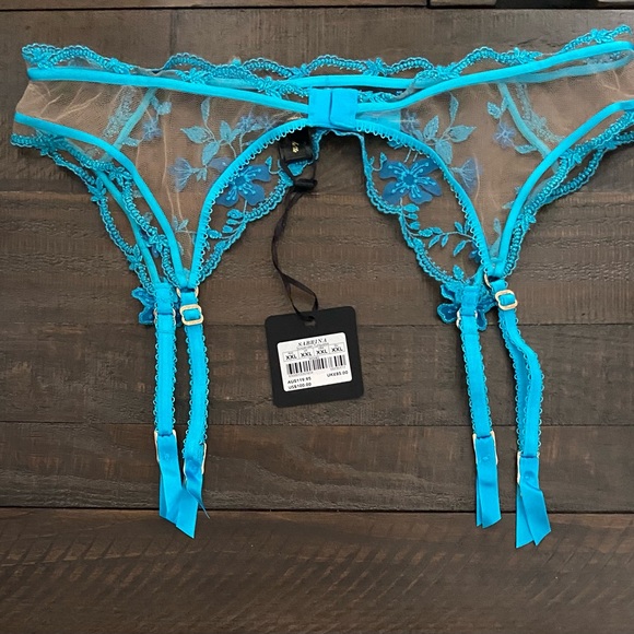 Honey Birdette Sabrina Turquoise Suspender - Picture 4 of 5